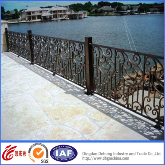 Valla de hierro forjado concisa de seguridad residencial decorativa (dhfence-27)