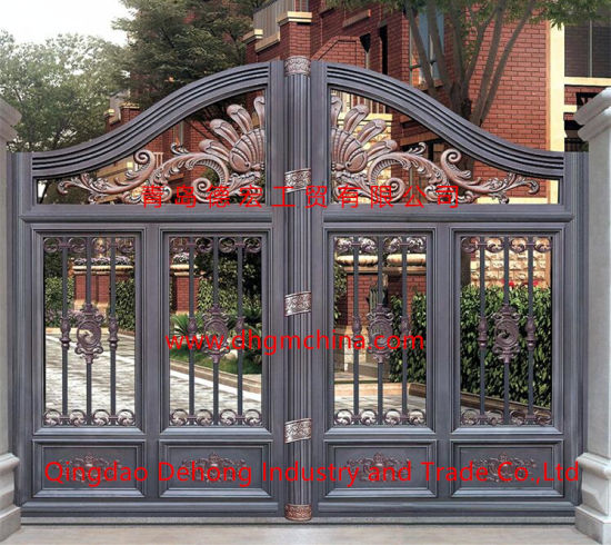 Puerta corrediza eléctrica de hierro forjado / aluminio galvanizado ornamental personalizado
