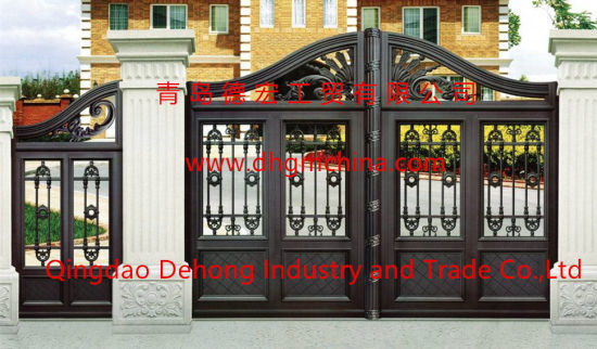 Puerta corrediza eléctrica de hierro forjado / aluminio galvanizado ornamental personalizado
